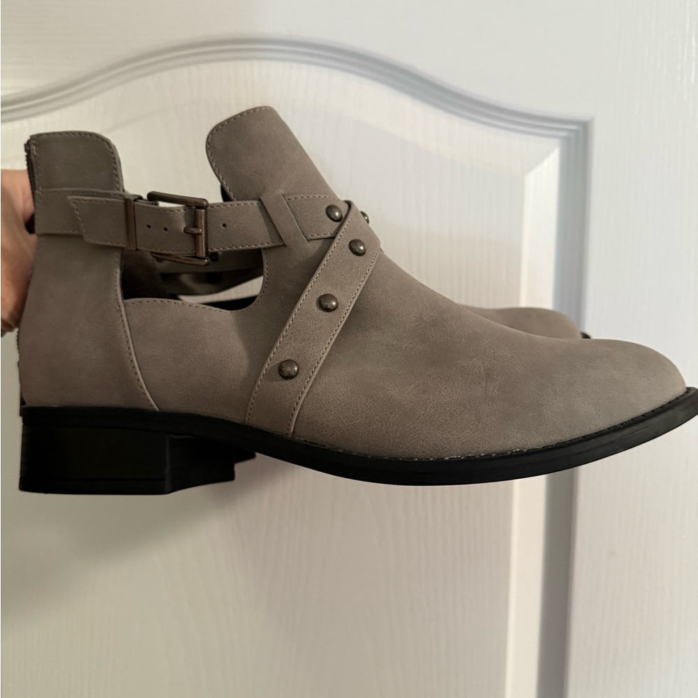 Penningtons Taupe Ankle Booties with Buckle Detail
